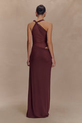 Edwina Knotted Mesh Maxi Dress - Mahogany